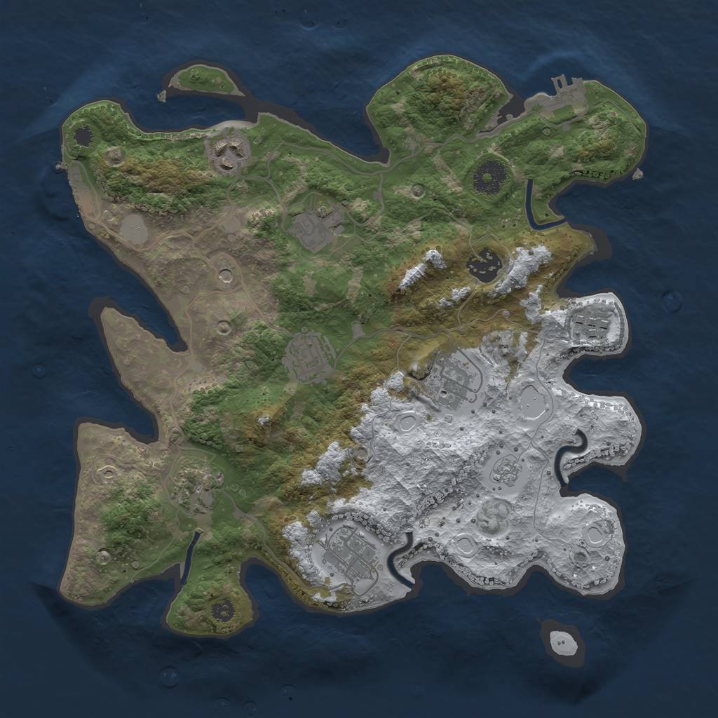 Rust Map: Procedural Map, Size: 3250, Seed: 2269925, 17 Monuments