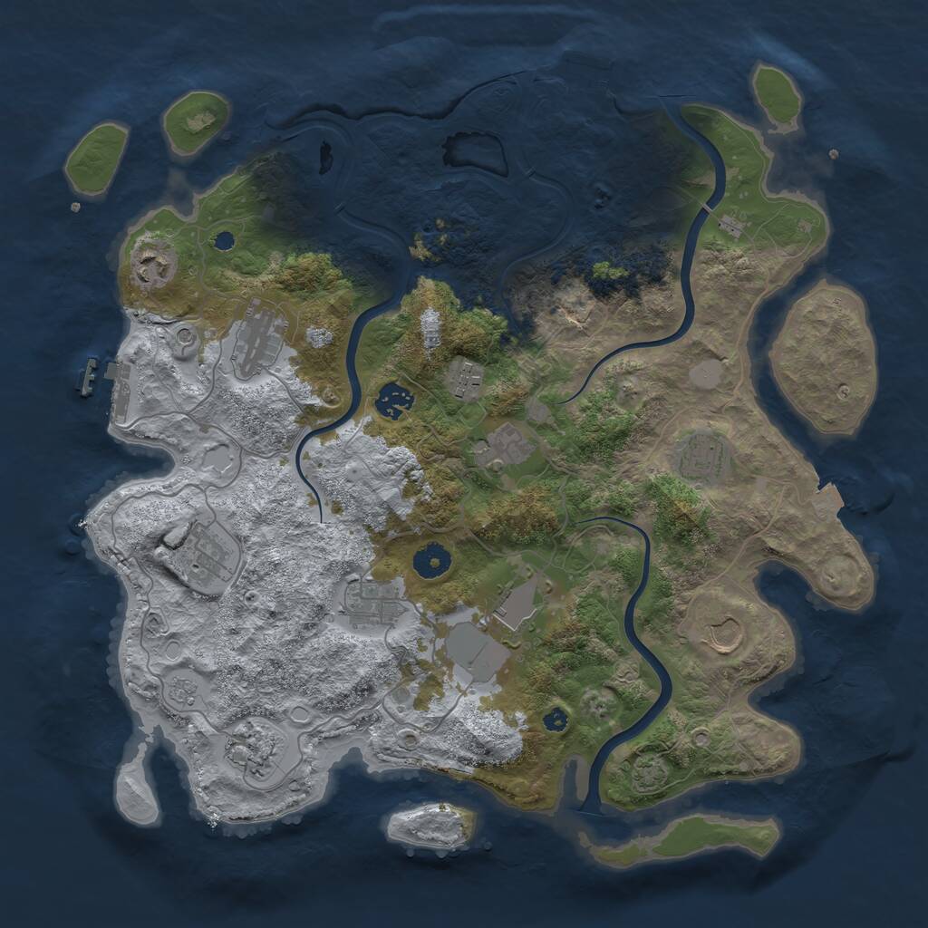 Rust Map: Procedural Map, Size: 3900, Seed: 49845868, 17 Monuments