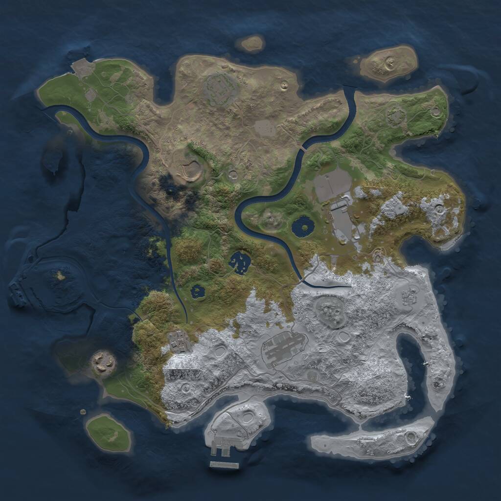 Rust Map: Procedural Map, Size: 3500, Seed: 167146899, 13 Monuments