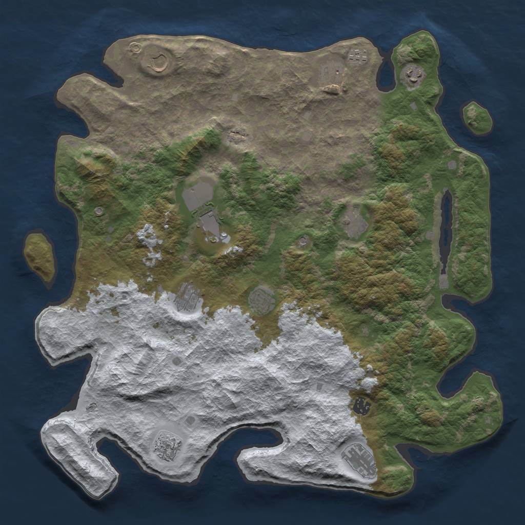Rust Map: Barren, Size: 4500, Seed: 2147483647, 14 Monuments
