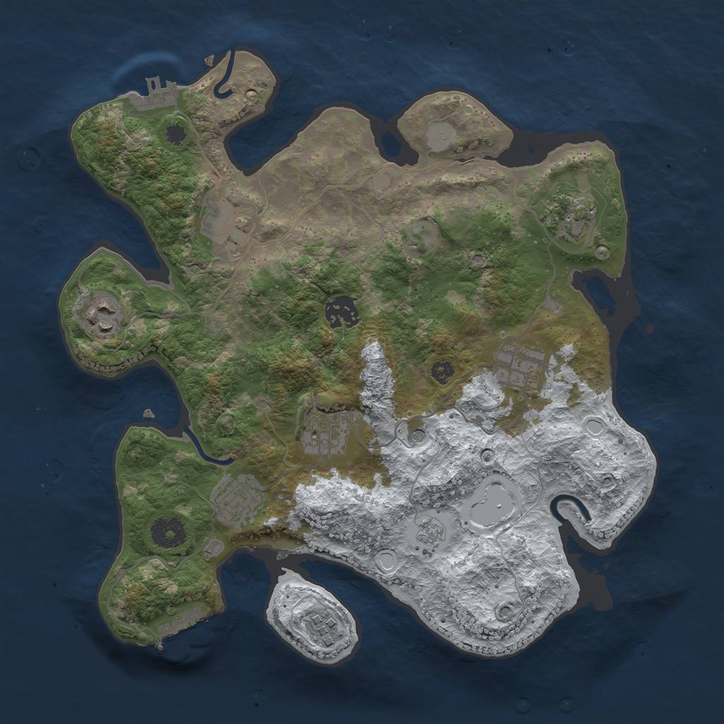 Rust Map: Procedural Map, Size: 3250, Seed: 4998283, 17 Monuments