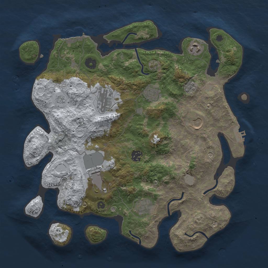 Rust Map: Procedural Map, Size: 3500, Seed: 283204, 17 Monuments