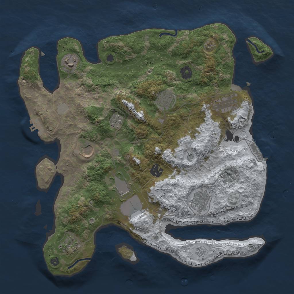 Rust Map: Procedural Map, Size: 3500, Seed: 387694, 18 Monuments