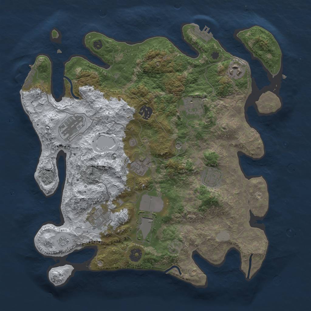 Rust Map: Procedural Map, Size: 3500, Seed: 298536606, 18 Monuments