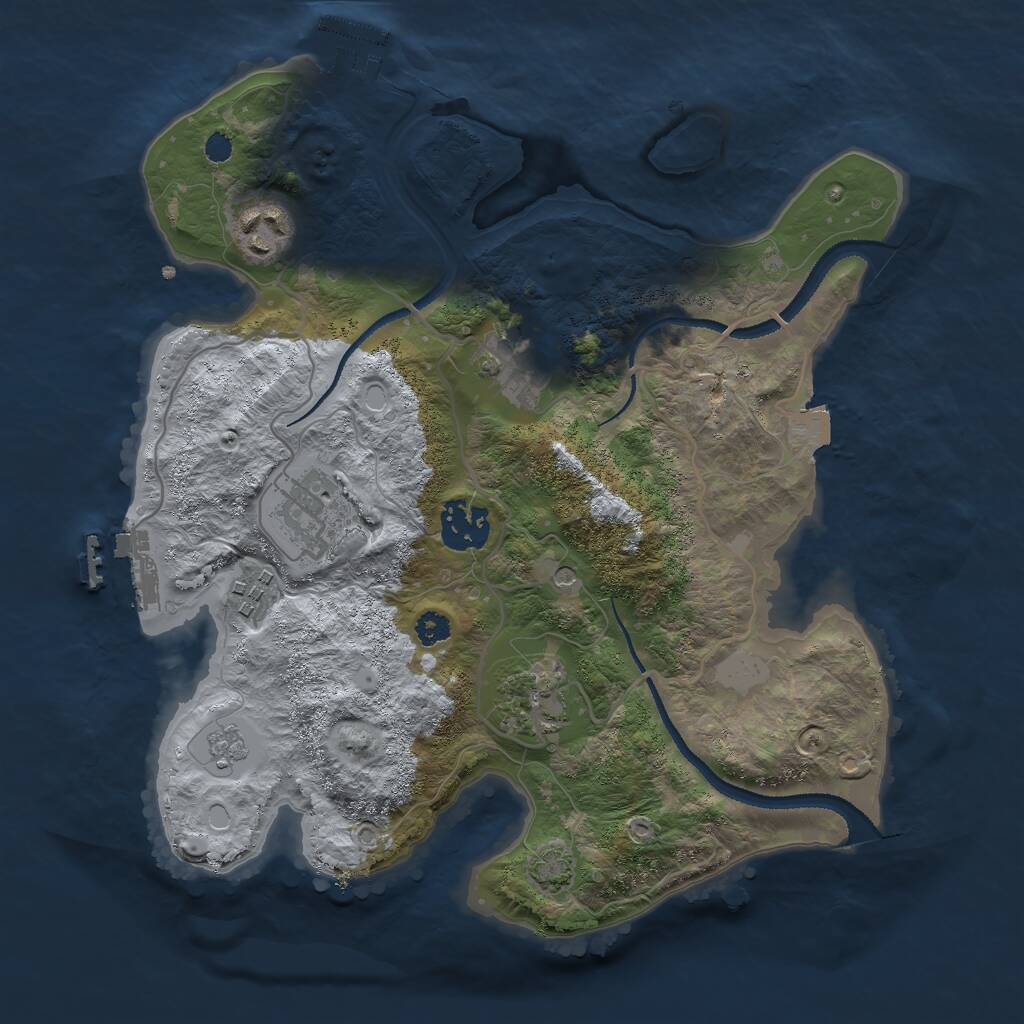 Rust Map: Procedural Map, Size: 3000, Seed: 1673313646, 12 Monuments