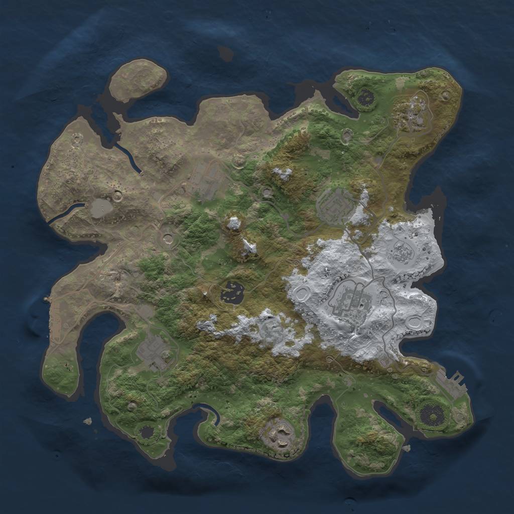 Rust Map: Procedural Map, Size: 3250, Seed: 288522, 16 Monuments