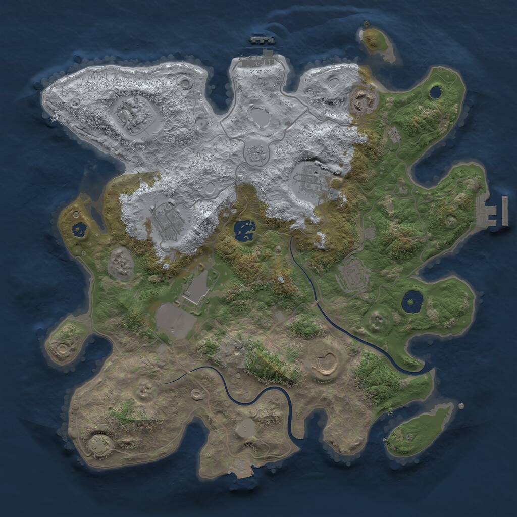 Rust Map: Procedural Map, Size: 3500, Seed: 74845081, 13 Monuments