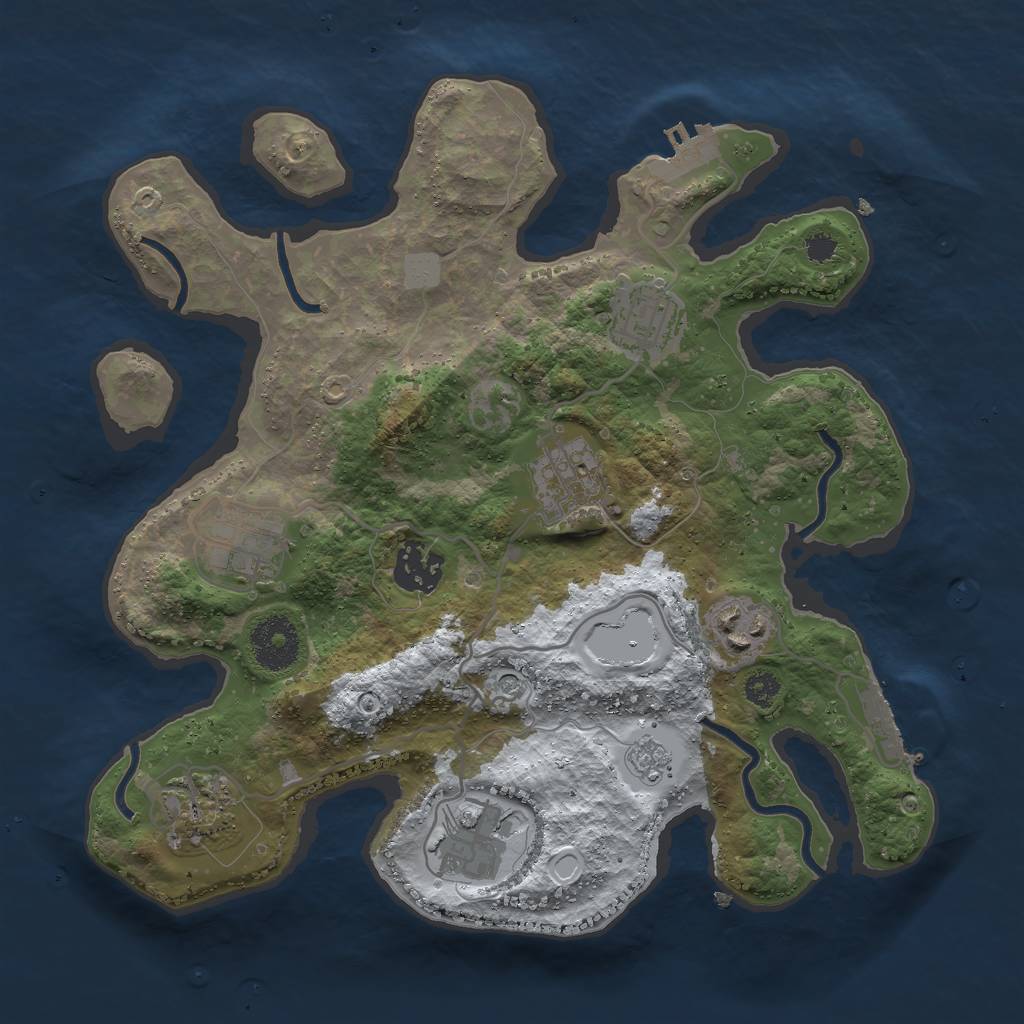 Rust Map: Procedural Map, Size: 3000, Seed: 340745, 16 Monuments