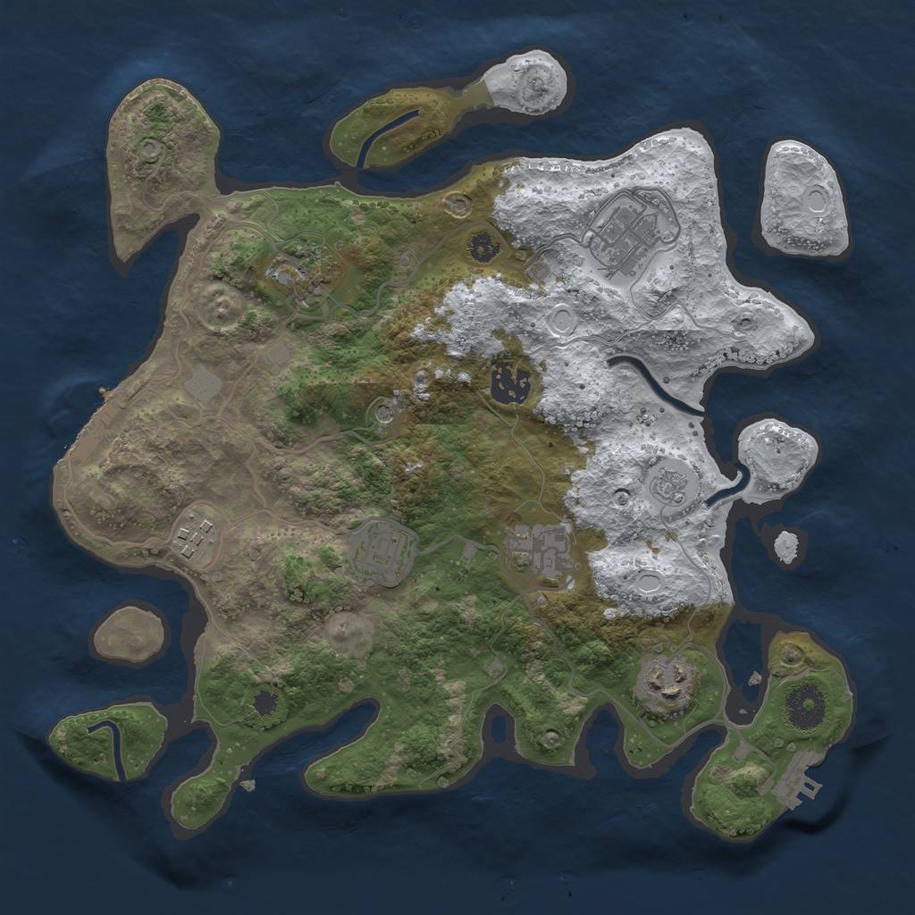 Rust Map: Procedural Map, Size: 3250, Seed: 2910491, 16 Monuments