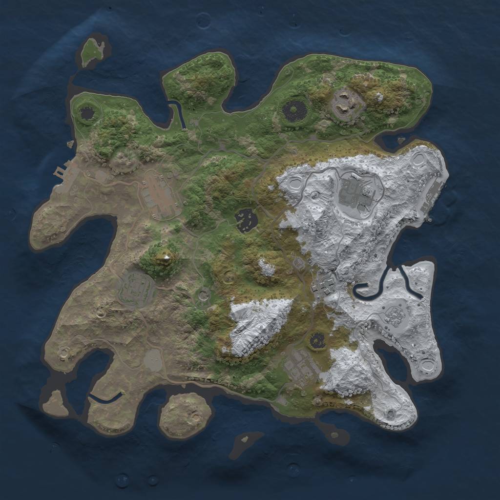 Rust Map: Procedural Map, Size: 3250, Seed: 3229710, 16 Monuments