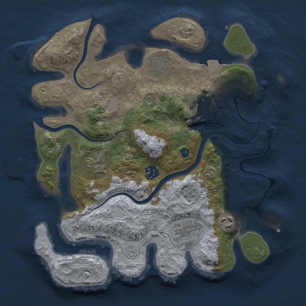 Rust Map: Procedural Map, Size: 3250, Seed: 2335925, 11 Monuments