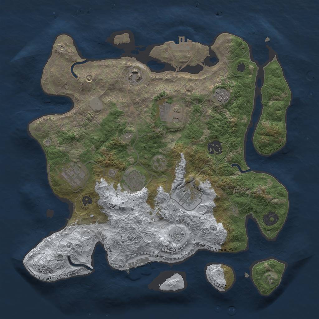 Rust Map: Procedural Map, Size: 3250, Seed: 3268796, 16 Monuments