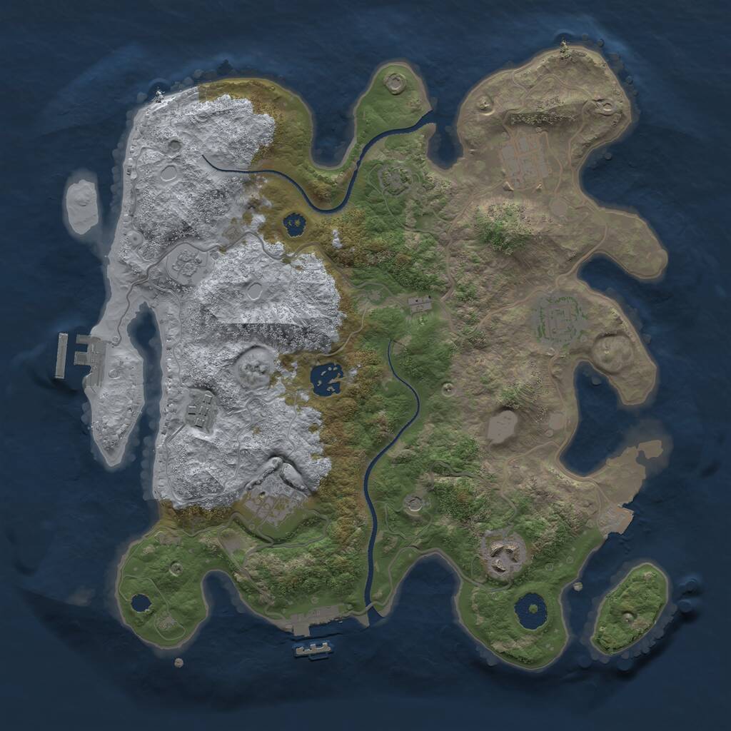 Rust Map: Procedural Map, Size: 3250, Seed: 2188287, 12 Monuments