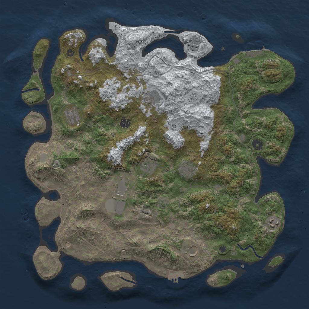 Rust Map: Procedural Map, Size: 4250, Seed: 2597051, 18 Monuments