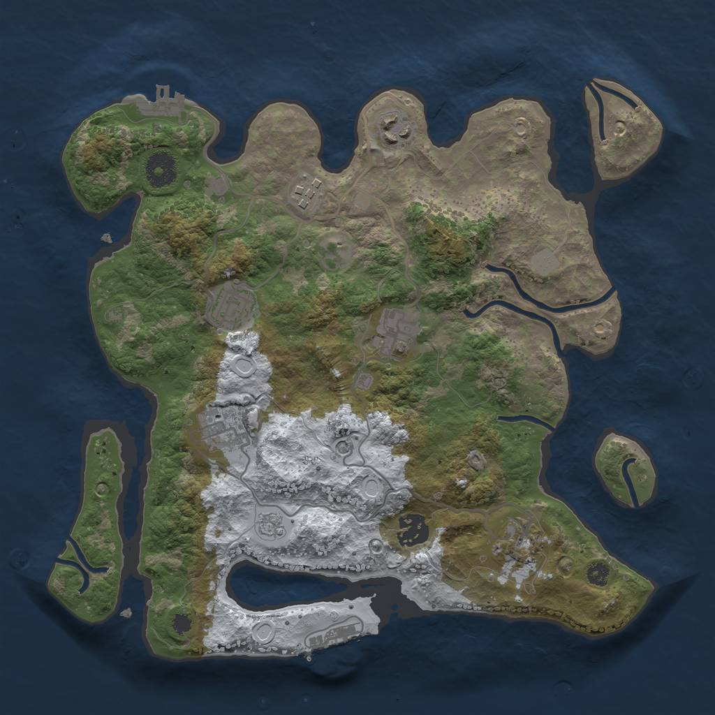 Rust Map: Procedural Map, Size: 3250, Seed: 2354769, 16 Monuments