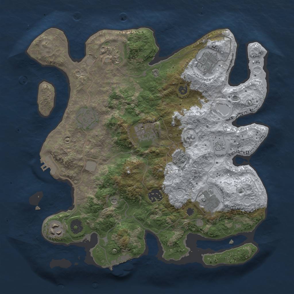 Rust Map: Procedural Map, Size: 3250, Seed: 4309640, 17 Monuments