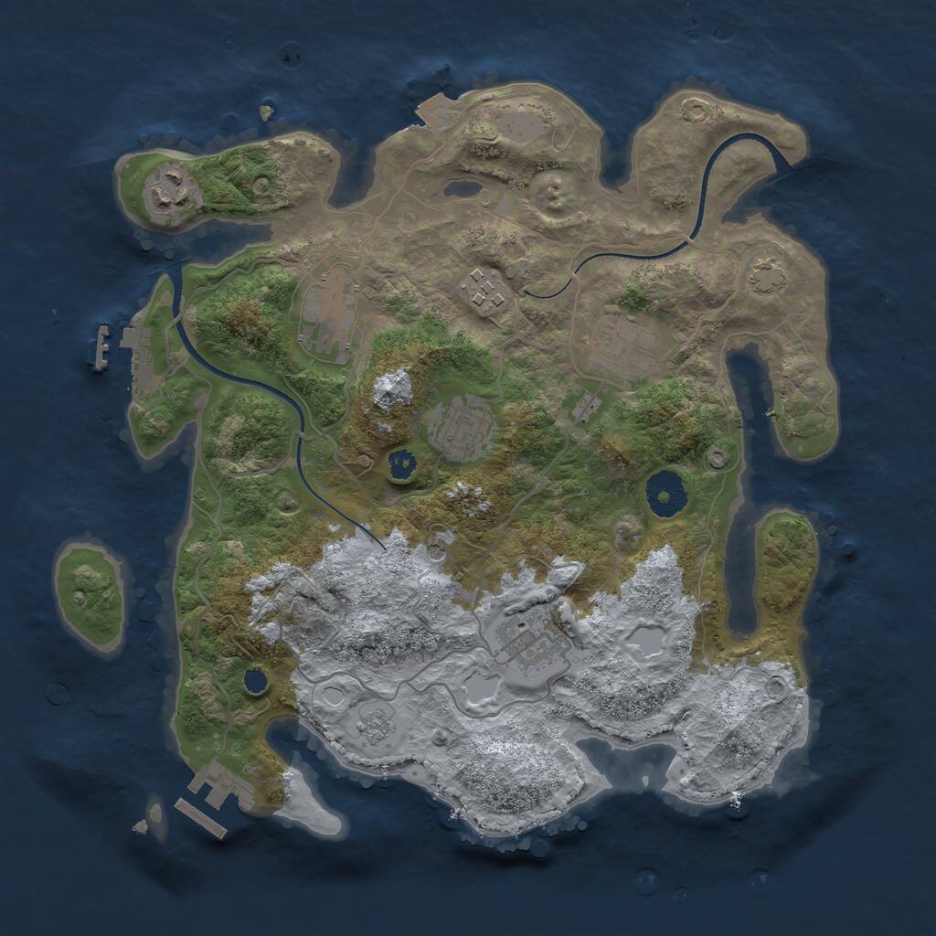 Rust Map: Procedural Map, Size: 3250, Seed: 2990275, 12 Monuments