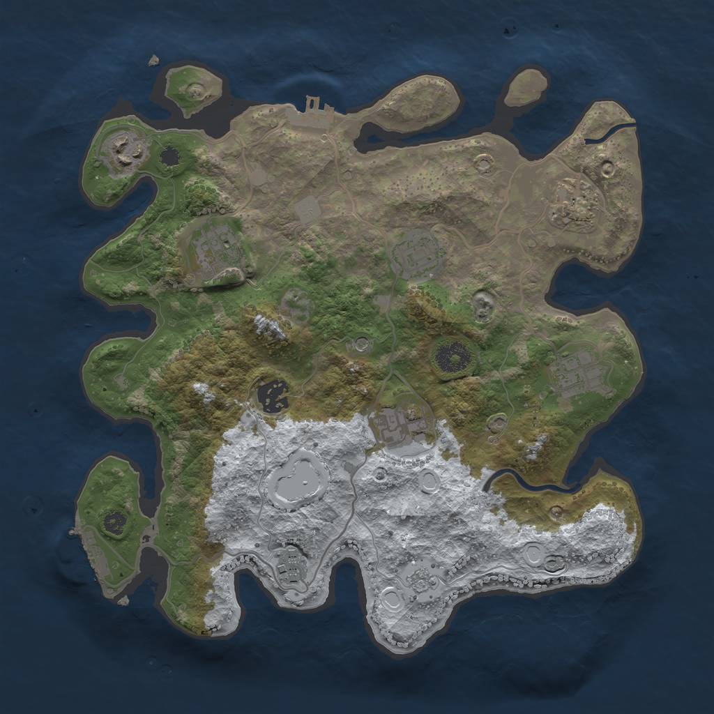 Rust Map: Procedural Map, Size: 3250, Seed: 3369173, 17 Monuments