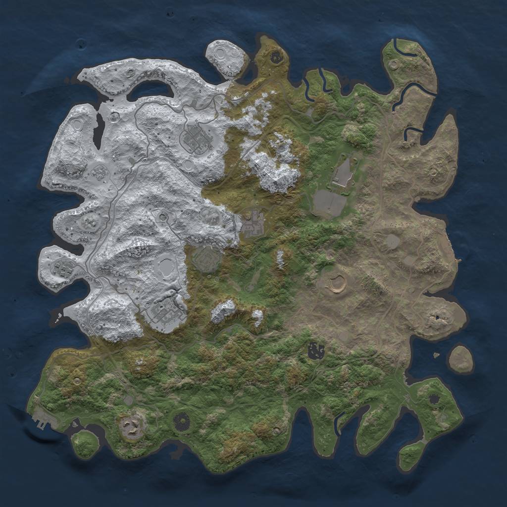 Rust Map: Procedural Map, Size: 4250, Seed: 1695146, 18 Monuments