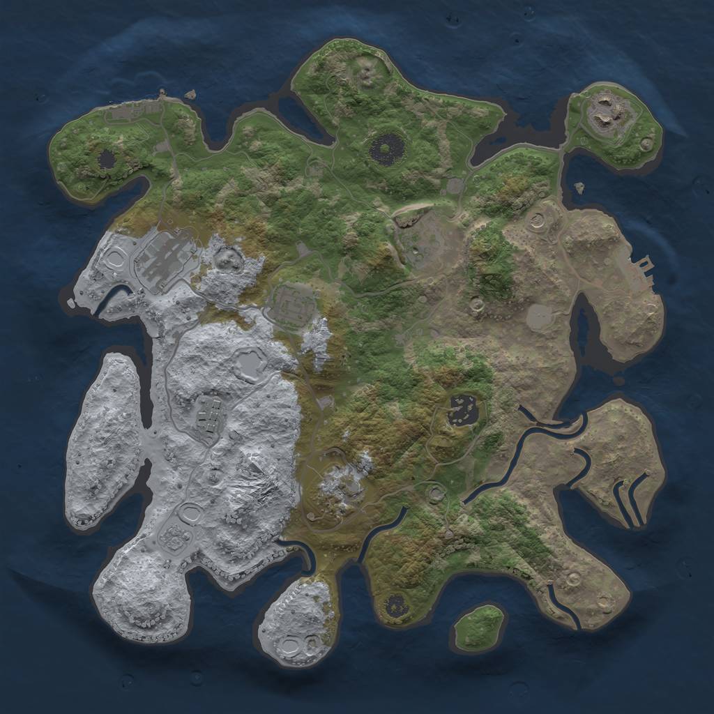 Rust Map: Procedural Map, Size: 3250, Seed: 2405614, 16 Monuments