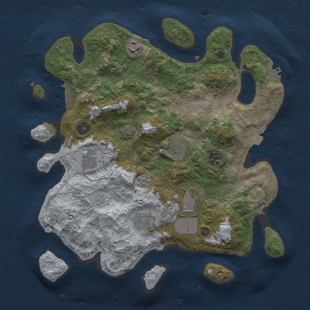 Rust Map: Procedural Map, Size: 3500, Seed: 11496, 15 Monuments