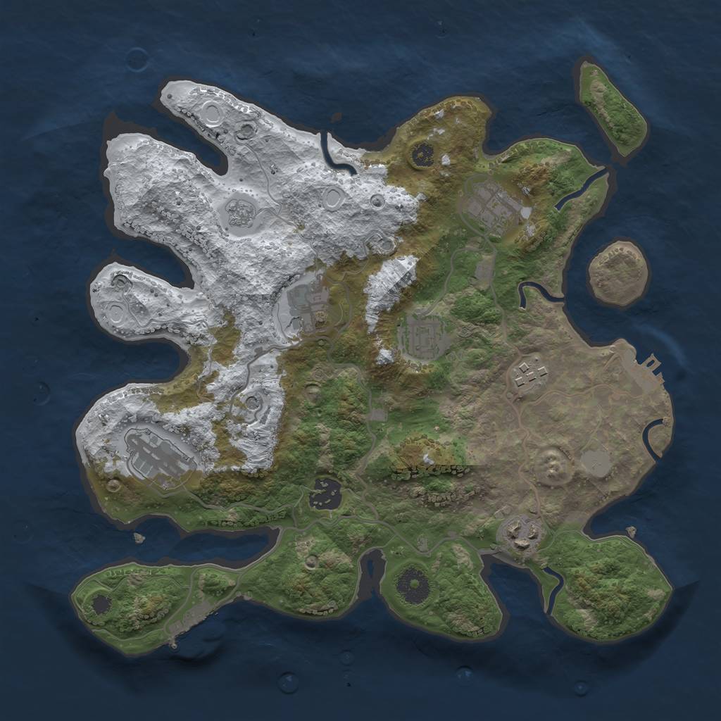 Rust Map: Procedural Map, Size: 3250, Seed: 801981, 16 Monuments