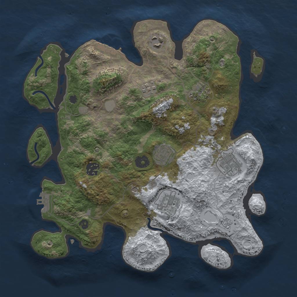 Rust Map: Procedural Map, Size: 3250, Seed: 3039583, 16 Monuments