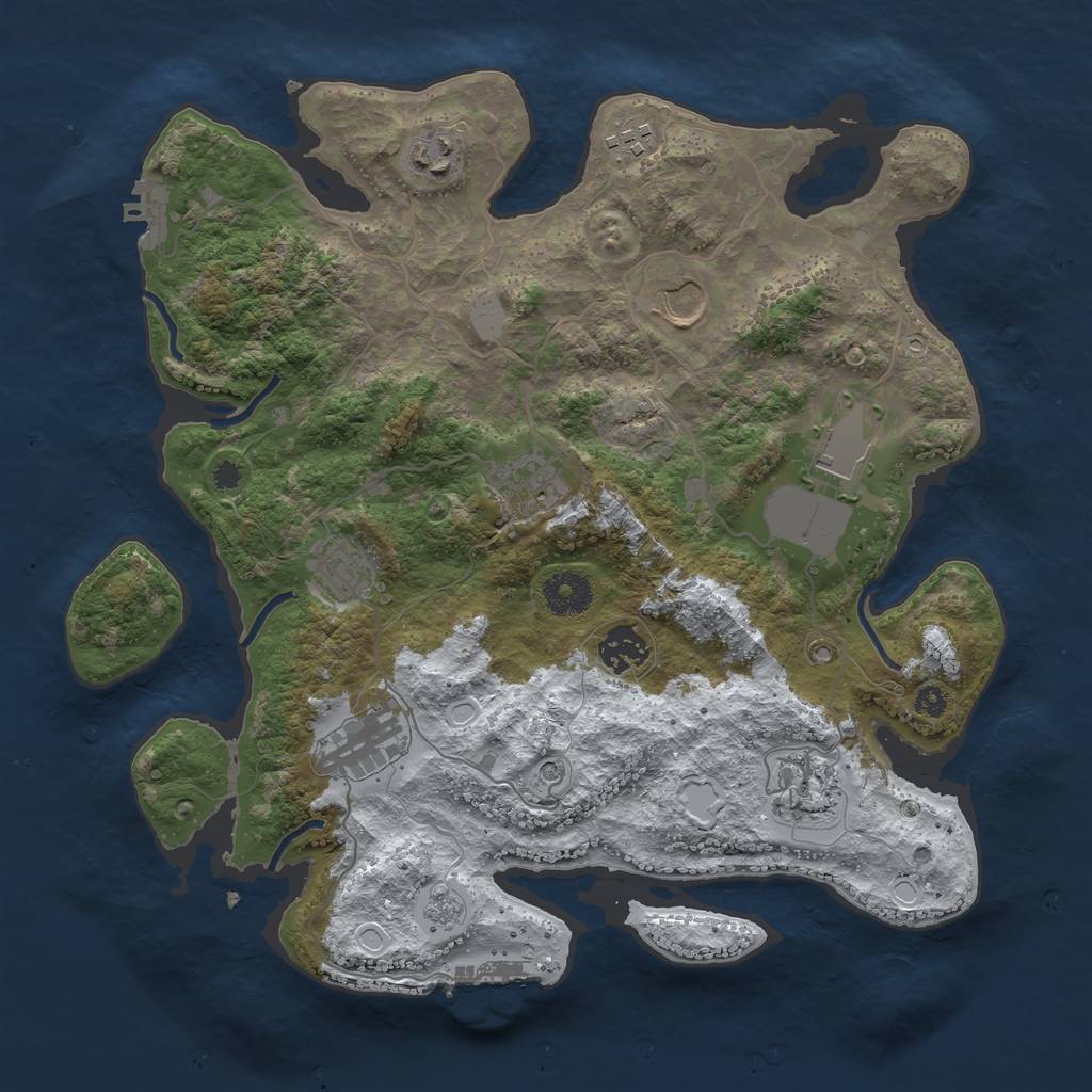 Rust Map: Procedural Map, Size: 3500, Seed: 177923136, 18 Monuments