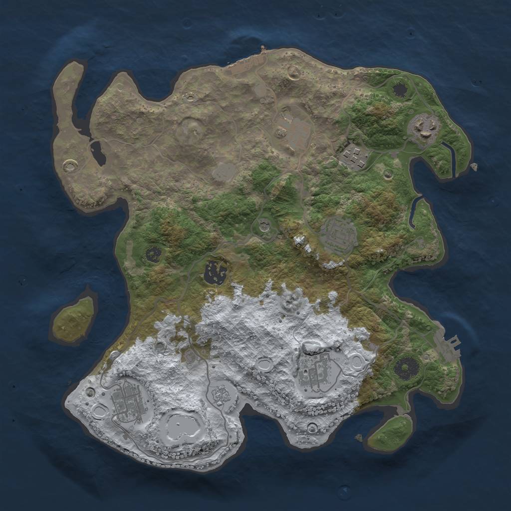 Rust Map: Procedural Map, Size: 3250, Seed: 6351973, 16 Monuments