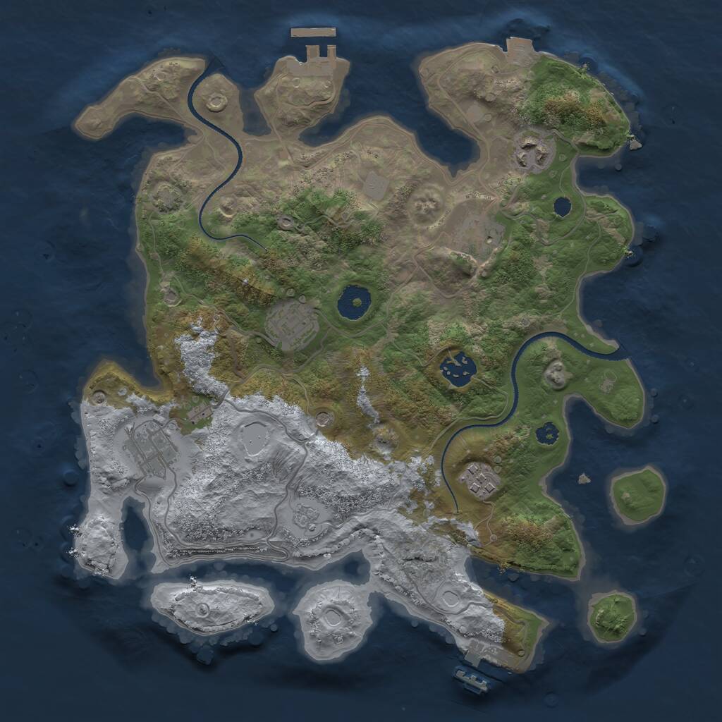 Rust Map: Procedural Map, Size: 3250, Seed: 6272708, 12 Monuments