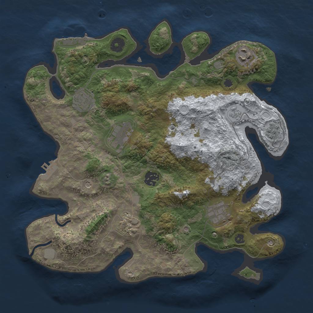 Rust Map: Procedural Map, Size: 3250, Seed: 4358810, 16 Monuments