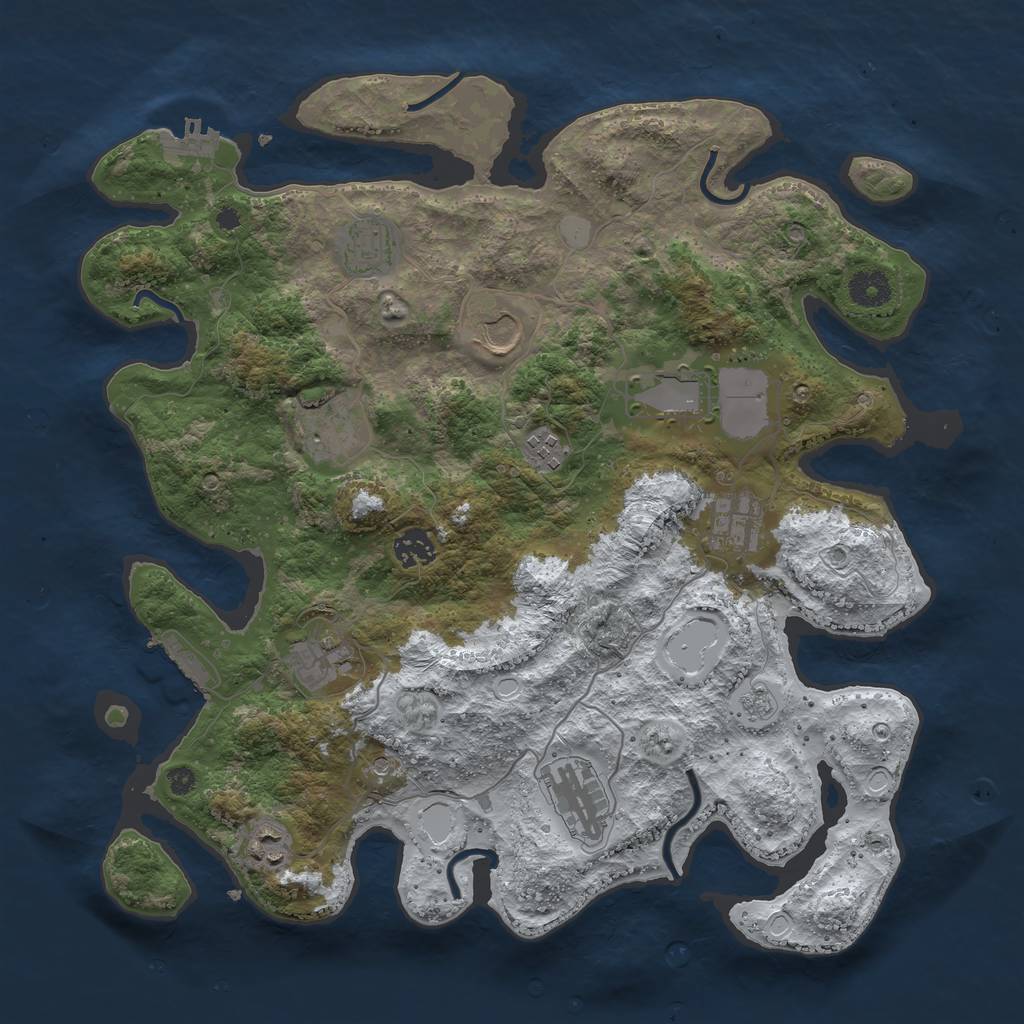 Rust Map: Procedural Map, Size: 3800, Seed: 1246949184, 19 Monuments