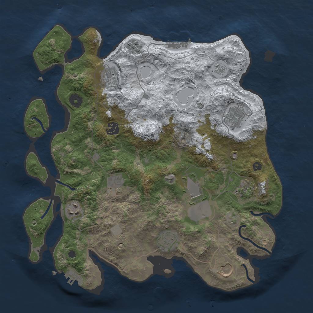 Rust Map: Procedural Map, Size: 3500, Seed: 467129, 18 Monuments