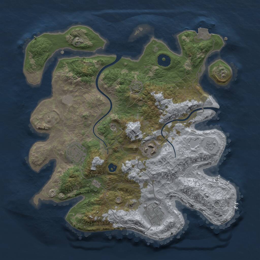 Rust Map: Procedural Map, Size: 3000, Seed: 85405539, 7 Monuments
