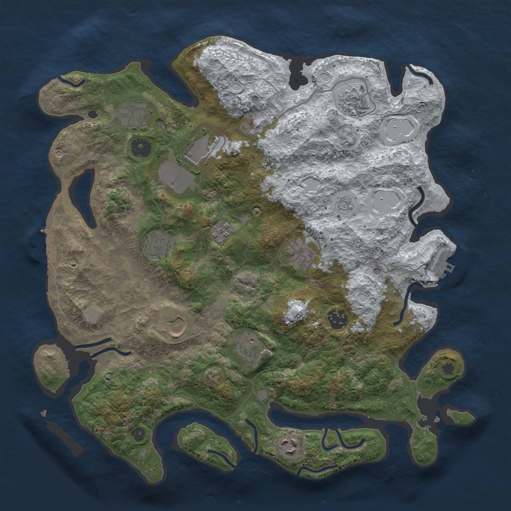 Rust Map: Procedural Map, Size: 3850, Seed: 393808123, 19 Monuments