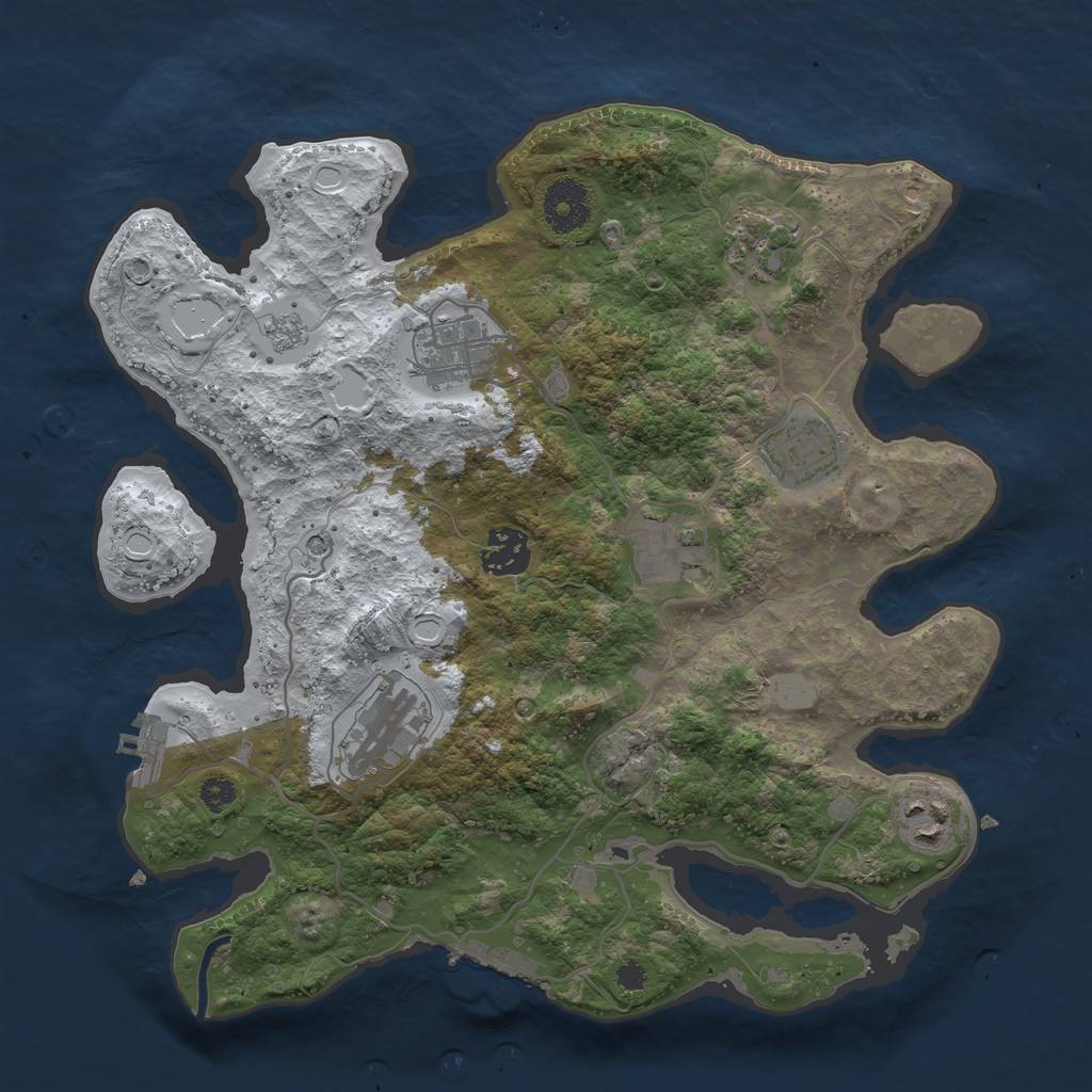 Rust Map: Procedural Map, Size: 3250, Seed: 3091166, 16 Monuments
