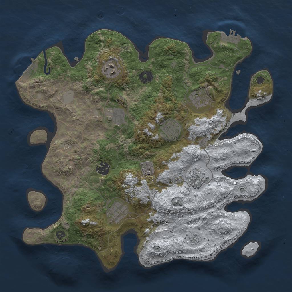 Rust Map: Procedural Map, Size: 3250, Seed: 690492, 17 Monuments