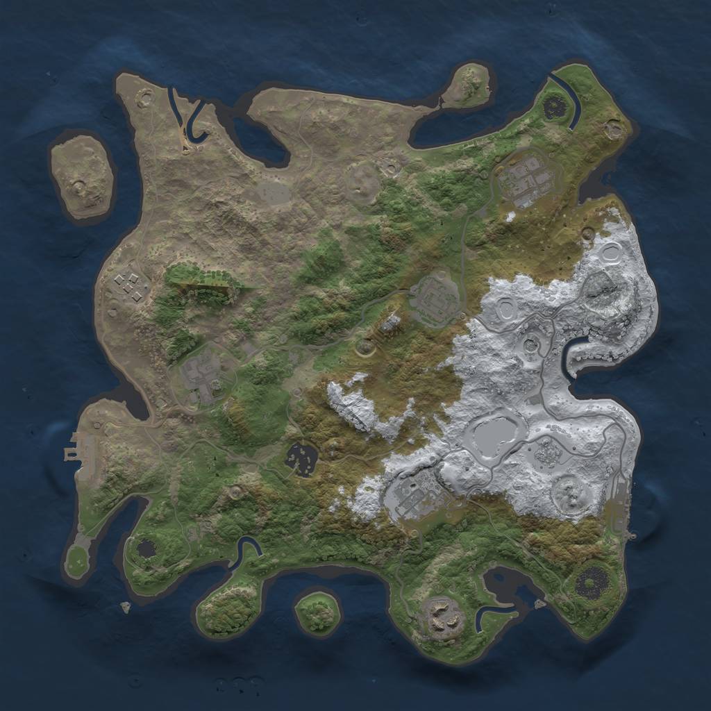 Rust Map: Procedural Map, Size: 3250, Seed: 1819363, 16 Monuments
