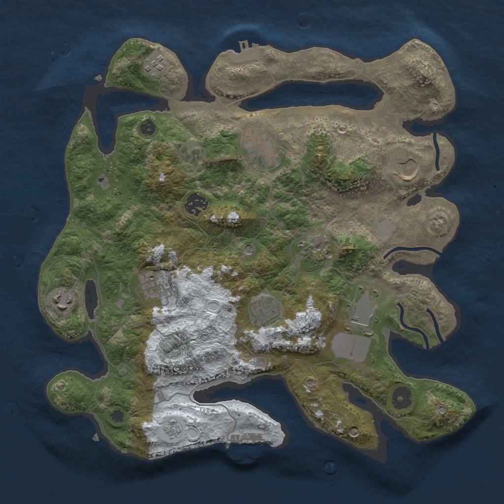 Rust Map: Procedural Map, Size: 3500, Seed: 702271163, 18 Monuments