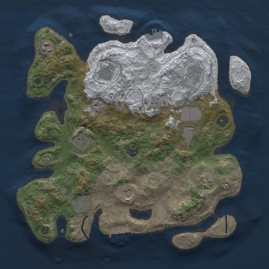 Rust Map: Procedural Map, Size: 3500, Seed: 987564, 19 Monuments