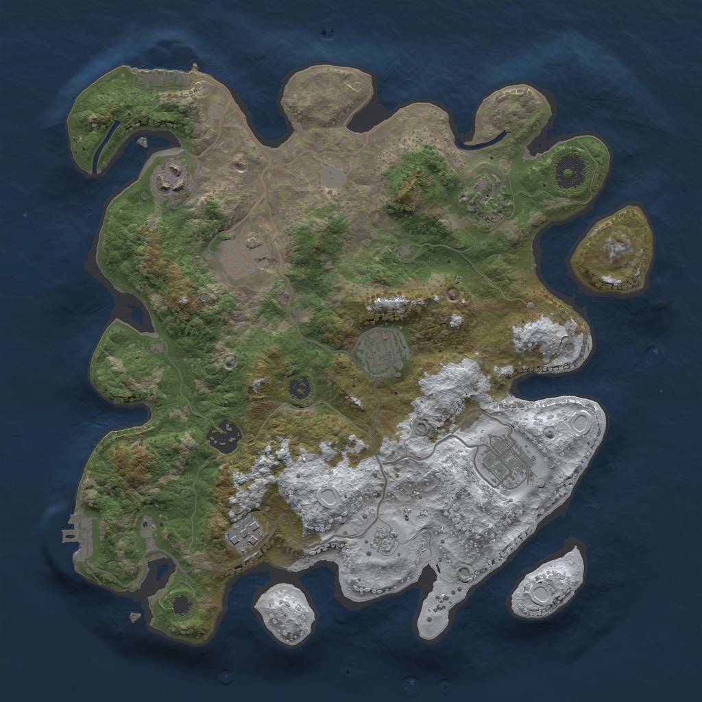 Rust Map: Procedural Map, Size: 3250, Seed: 649232, 15 Monuments