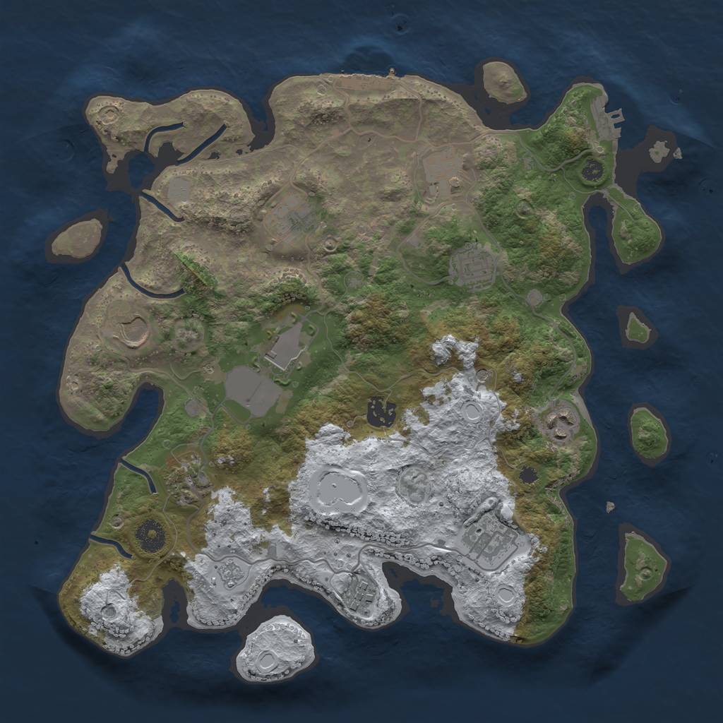 Rust Map: Procedural Map, Size: 3500, Seed: 2972692, 19 Monuments