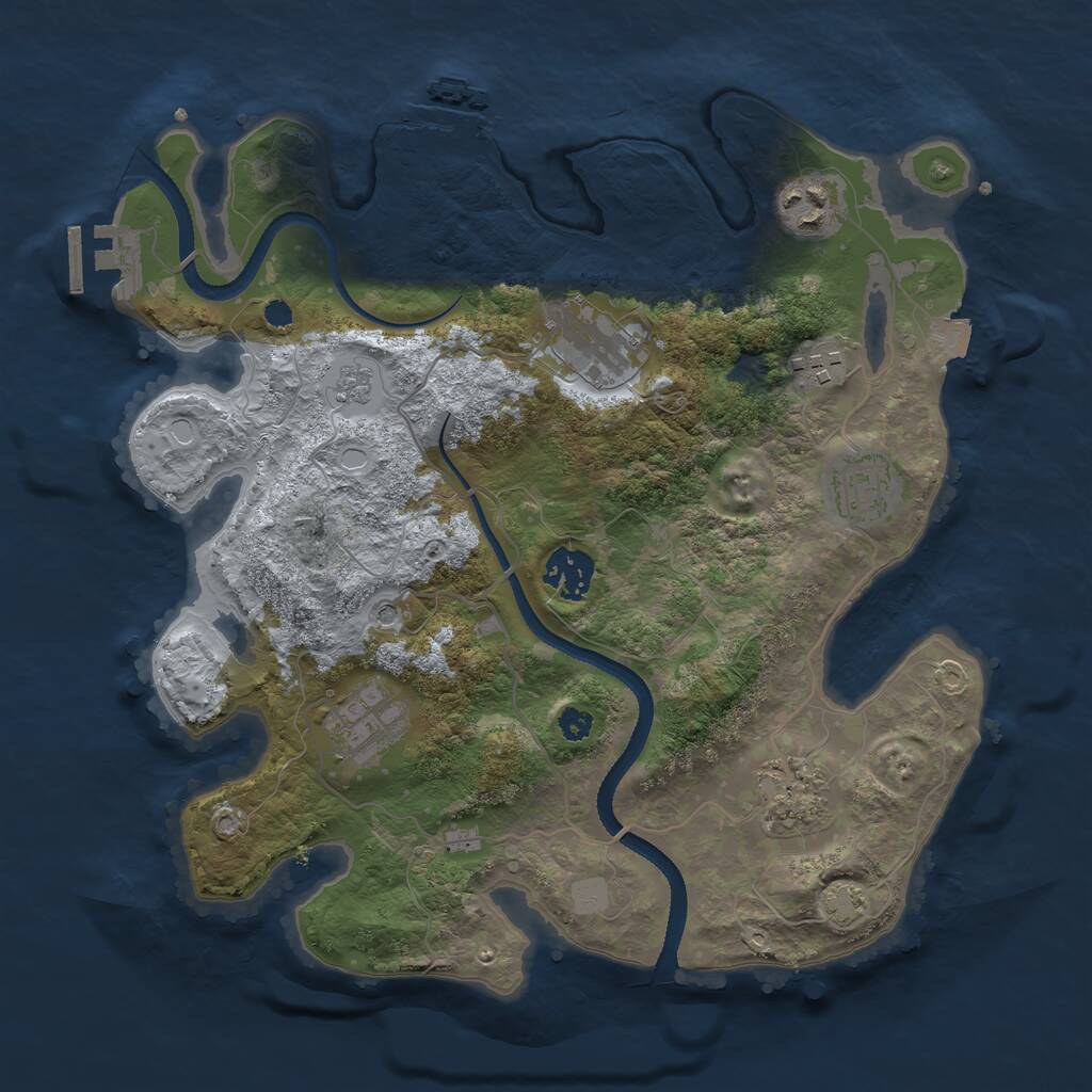 Rust Map: Procedural Map, Size: 3250, Seed: 716566, 13 Monuments