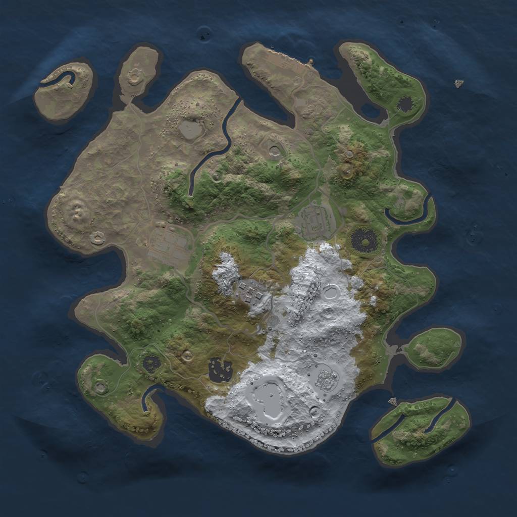 Rust Map: Procedural Map, Size: 3000, Seed: 128485142, 12 Monuments