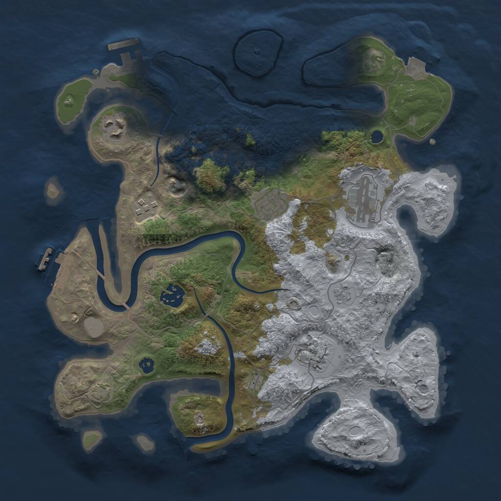 Rust Map: Procedural Map, Size: 3250, Seed: 3722395, 11 Monuments