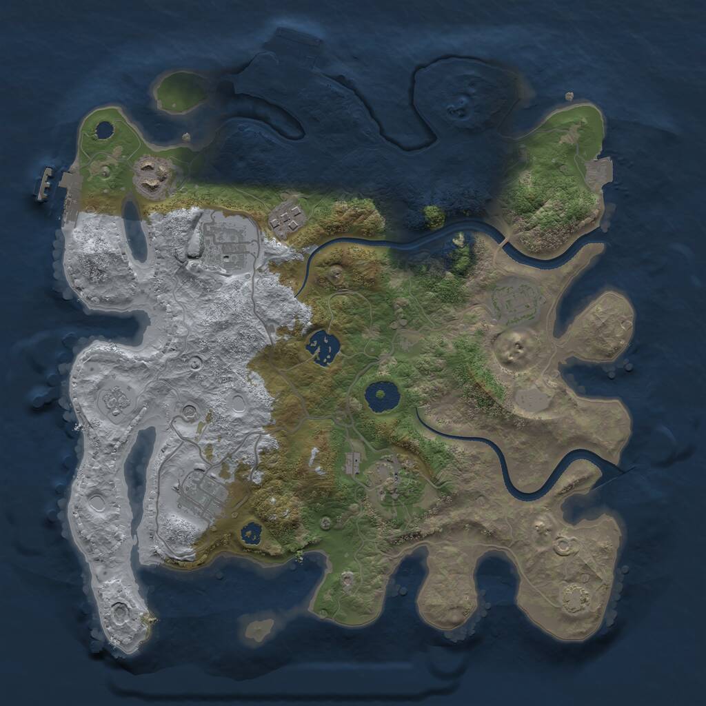 Rust Map: Procedural Map, Size: 3250, Seed: 2042358, 13 Monuments
