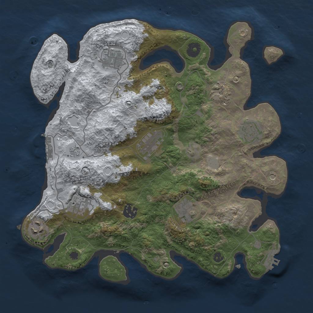 Rust Map: Procedural Map, Size: 3250, Seed: 2083388, 17 Monuments