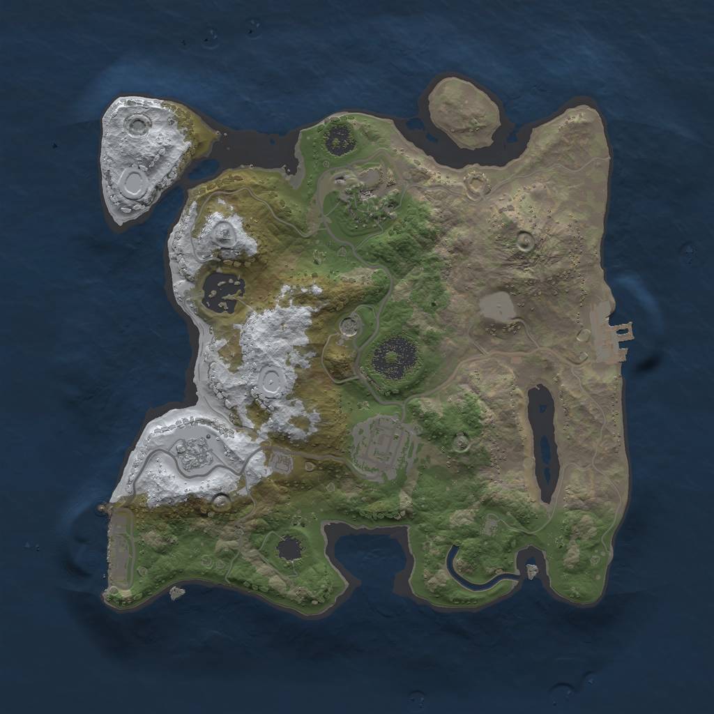 Rust Map: Procedural Map, Size: 2500, Seed: 1087315486, 12 Monuments