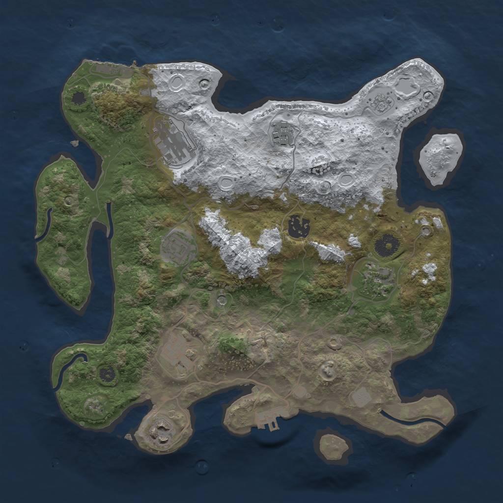 Rust Map: Procedural Map, Size: 3250, Seed: 1462653, 16 Monuments