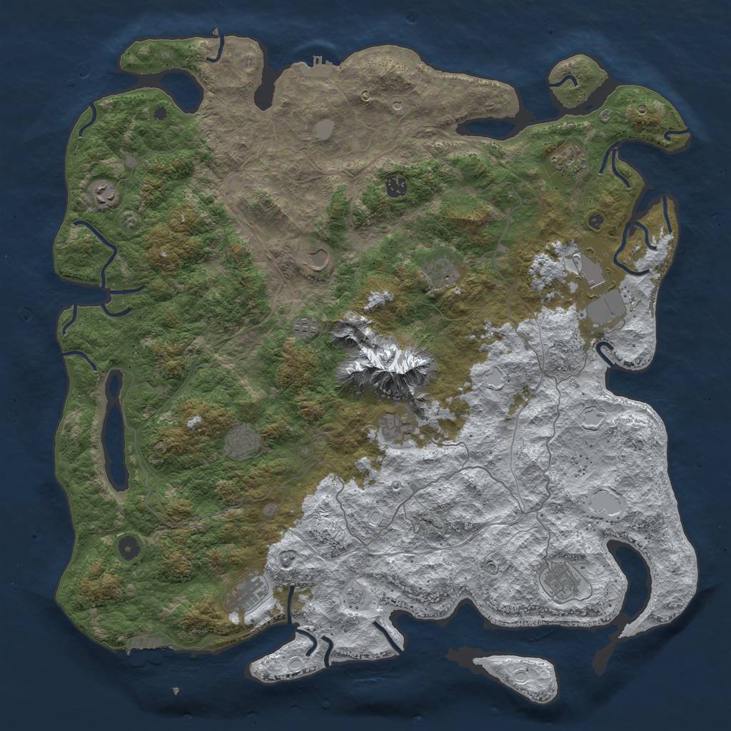 Rust Map: Procedural Map, Size: 5000, Seed: 111, 20 Monuments